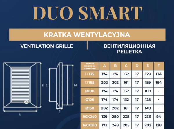 Zakończenia wentylacyjne DOSPEL DUO SMART KW 135 (kratka went. brąz) - obrazek 5