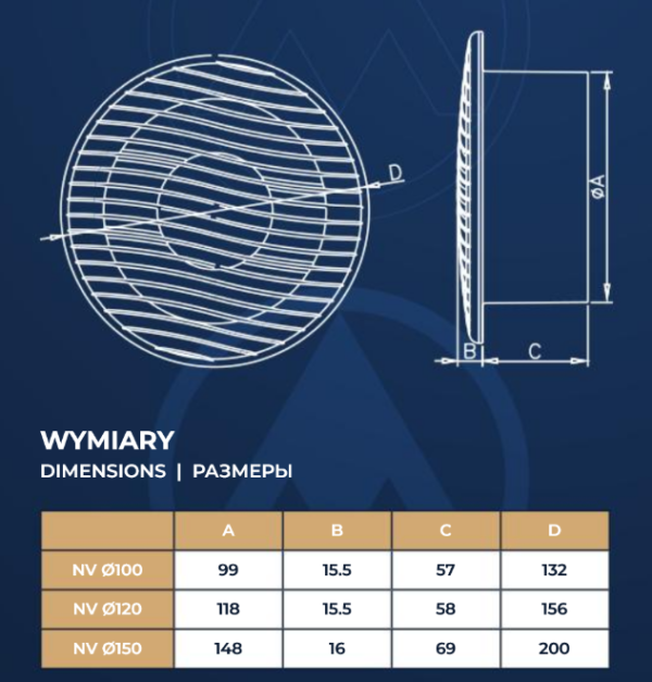 Wentylator Domowy NV 12 DOSPEL Ø120 S - obrazek 2