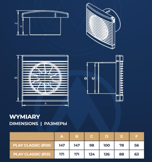 Wentylator Domowy PLAY MODERN BLACK DOSPEL Ø125 S Standard - obrazek 8