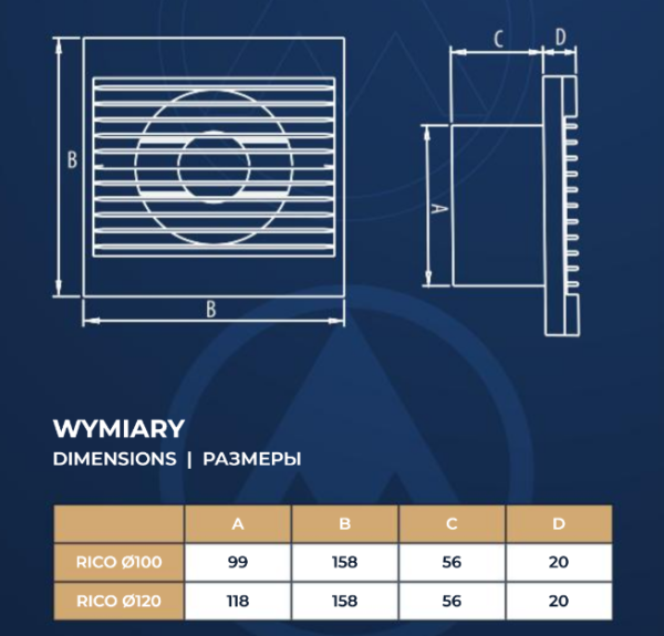 Wentylator Domowy RICO DOSPEL Ø 100 S - obrazek 4