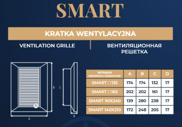 Zakończenia wentylacyjne SMART DOSPEL 90x240 /B (kratka went. brąz) - obrazek 2