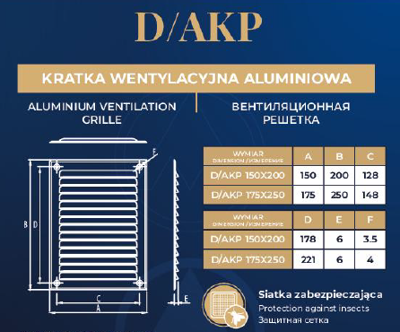 D/AKP 175x250 /S (kratka aluminium) srebrna