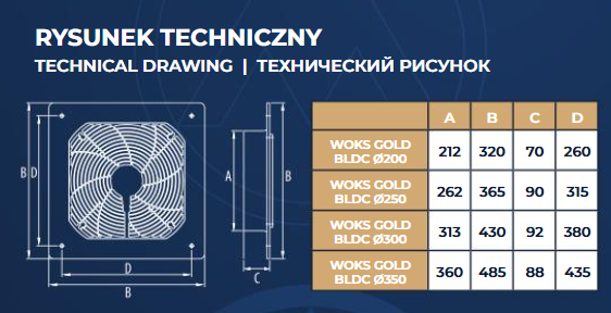 Wentylator osiowy wyciągowo-nawiewny WOKS GOLD z silnikiem BLDC typu N. Tesla DOSPEL - obrazek 2