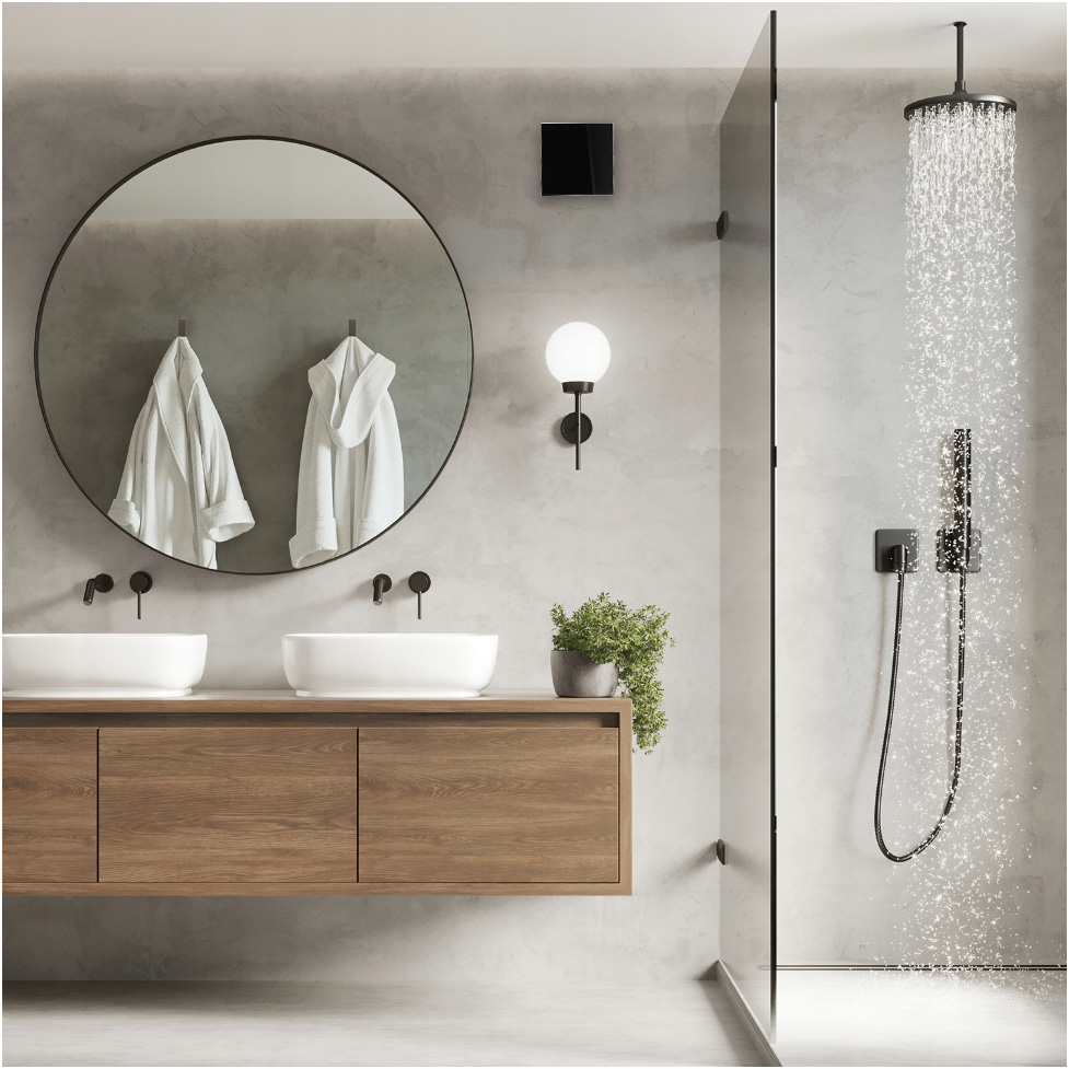 Veroni Glass 100 S-P Czarny Wentylator ścienny z przepustnicą / Black wall fan with damper - obrazek 8