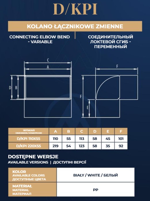 D/KPI 220x55 (kolano pionowe płaskie) - obrazek 3