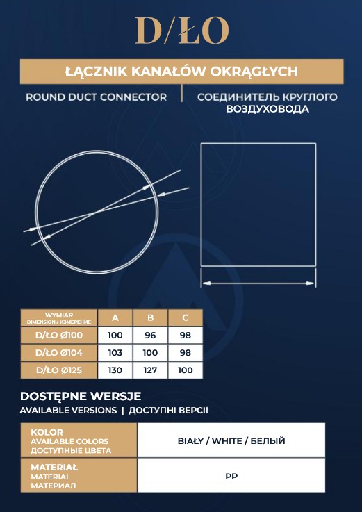D/ŁO 100 (łącznik kanałów okrągłych) - obrazek 2