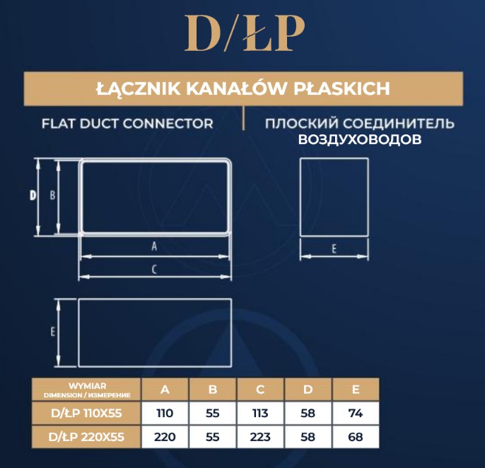 D/ŁP 220x55 (łącznik kanałów płaskich) - obrazek 2